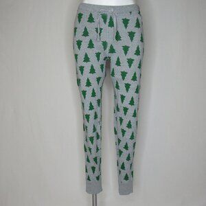 Hanna Andersson Gray Green Christmas Pine Tree Print Pajama Pants Women's S